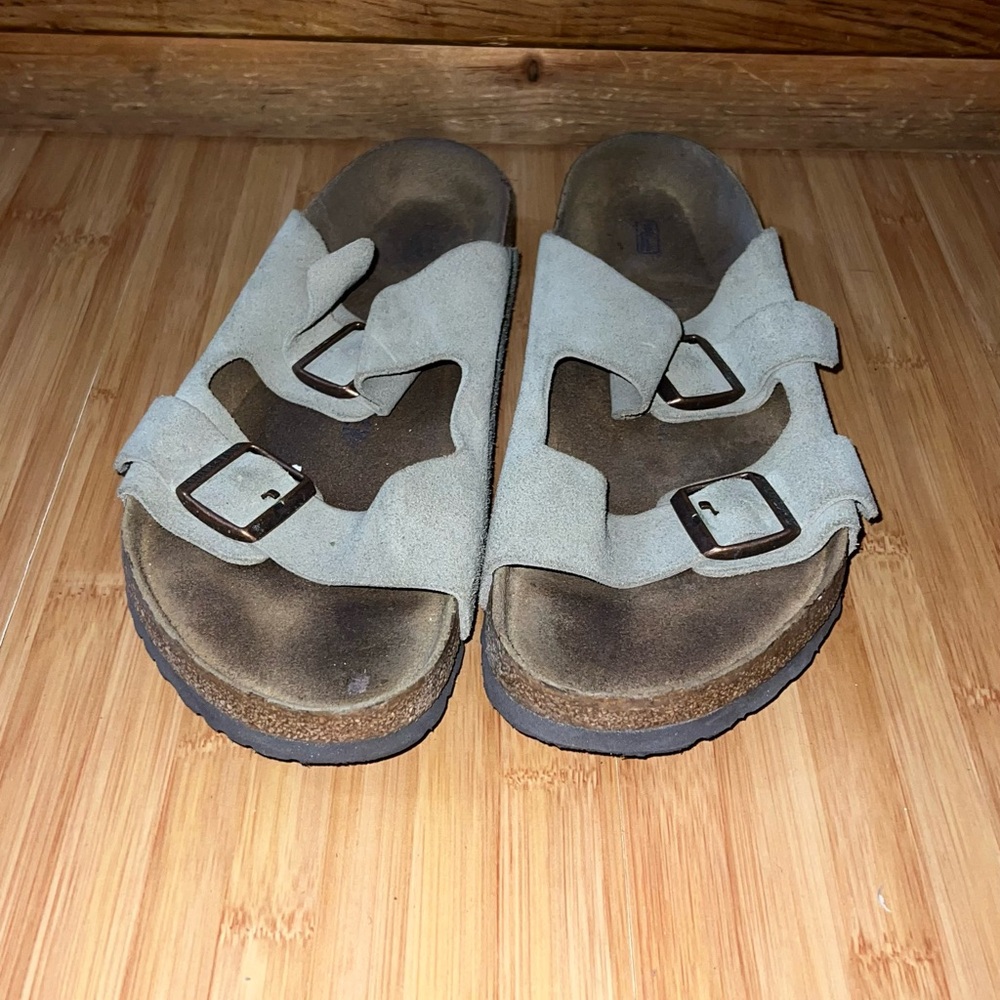 Men’s Birkenstock Beige Suede Arizona Sandals Sz 12 EU 45